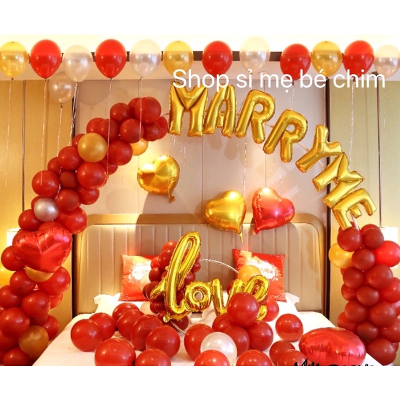 [MeBeChim] Set Bóng Bay Trang Trí Lễ Cầu Hôn Người Yêu,Bạn Trai,Bạn Gái MD07 Màu Đỏ