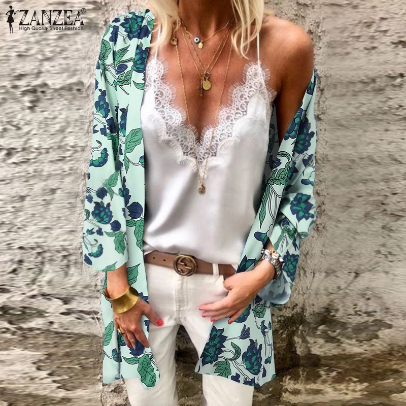 Zanzea Áo Khoác Cardigan Dài Tay In Họa Tiết Hoa Phong Cách Châu Âu Cho Nữ