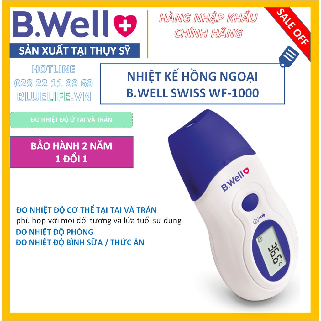 [Hàng THỤY SỸ] - NHIỆT KẾ HỒNG NGOẠI CHO BÉ B.WELL SWISS WF-1000  [100% CHÍNH HÃNG] - BẢO HÀNH 2 NĂM - 1 ĐỔI 1