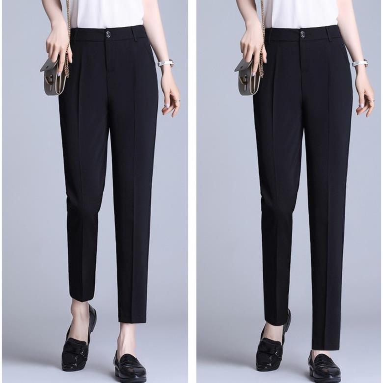 Quần Baggy nữ bigsize lưng cao chất vải tuyết mưa Kiểu quần tây nữ màu đen mặc công sở - đi học- học sinh - trung niên