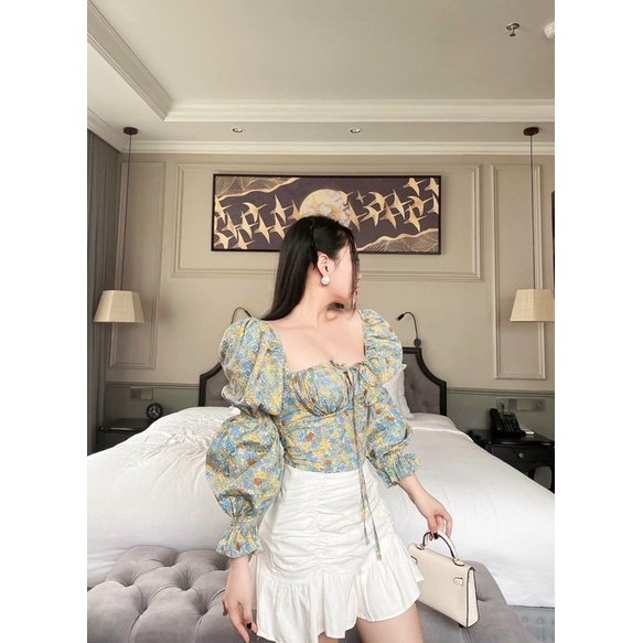 Áo Hoa nhún croptop cúp ngực | BigBuy360 - bigbuy360.vn