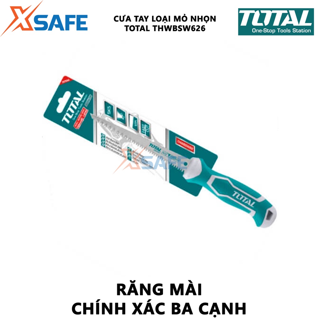 Cưa tay mini loại mỏ nhọn TOTAL THWBSW626 kích thước 6inch/150mm, chất liệu Mn65, 8 răng/1 inch - chính hãng