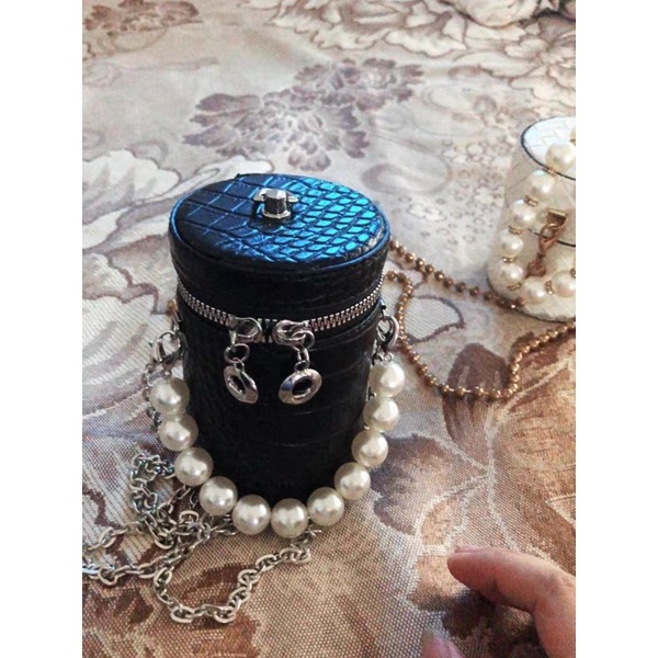 Túi sách, túi trụ da sần nhỏ xinh