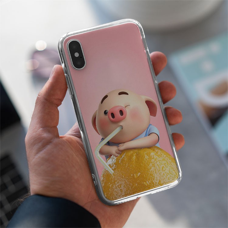 Ốp lưng điện thoại lợn con uống sữa Iphone 7/7Plus/8/8Plus/X/Xs/Xs Max/11/11 Promax/12/12 Promax PIG20210050