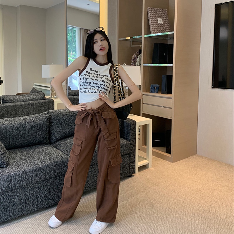 Áo Hai Dây Dáng Ôm In Chữ Thời Trang Mùa Hè