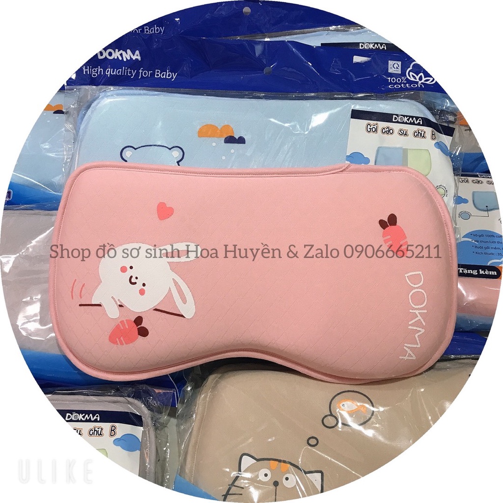 Gối Cao Su Non thiên nhiên cao cấp Dokma hình dáng chữ B thích hợp cho bé sơ sinh Hàng Chính Hãng