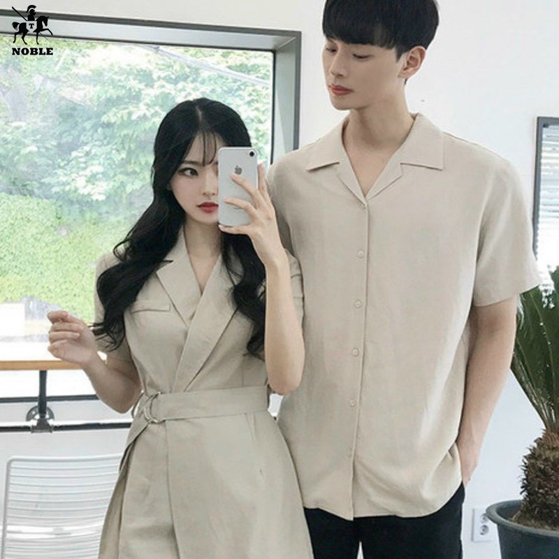 [Freeship] Set đồ đôi couple sơ mi nam, đầm nữ thời trang tinh tế trẻ trung Noble cao cấp TN400 (Kèm ảnh thật)