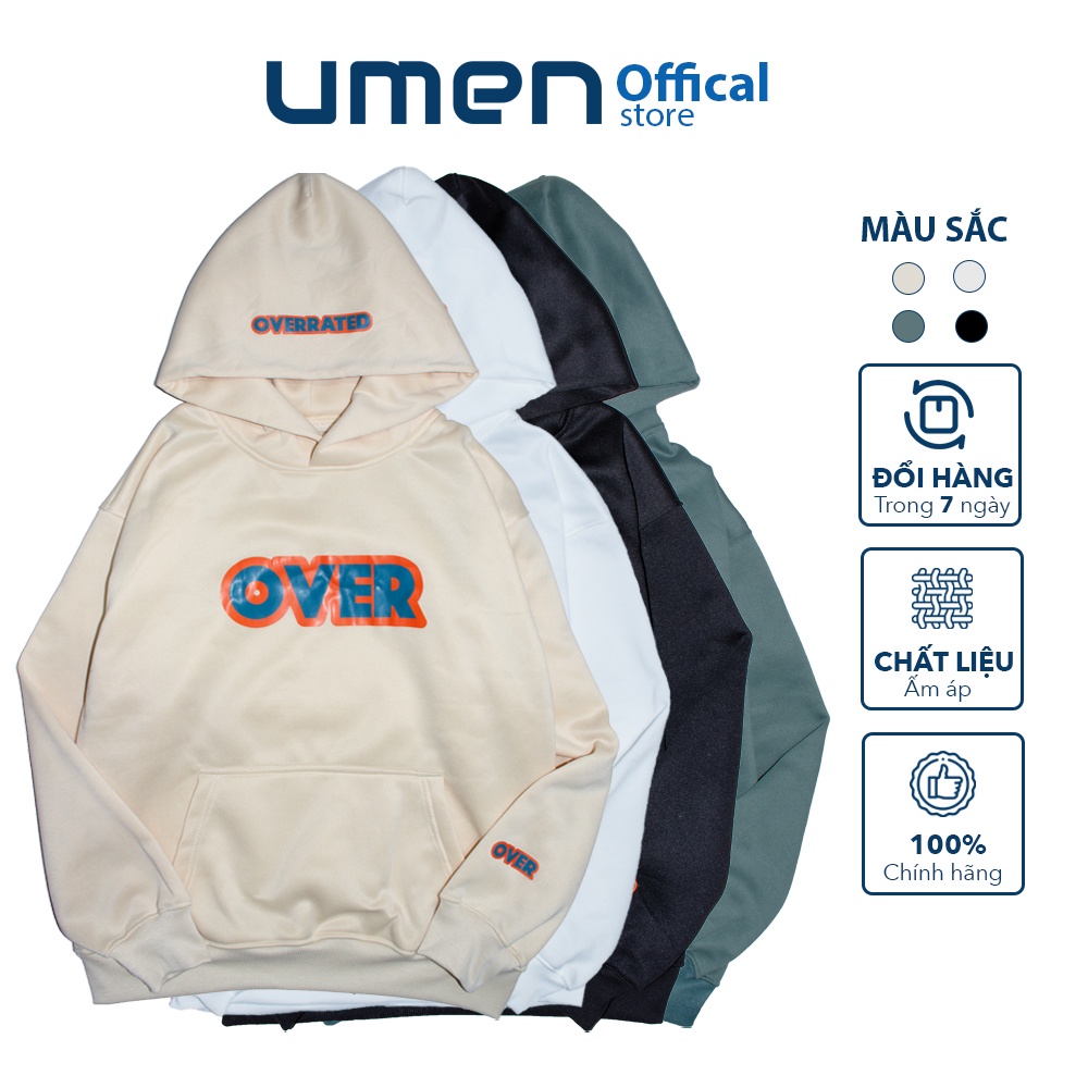 Áo hoodie nam nữ Unisex form rộng, vải nỉ dày dặn, 4 màu trẻ trung UMEN