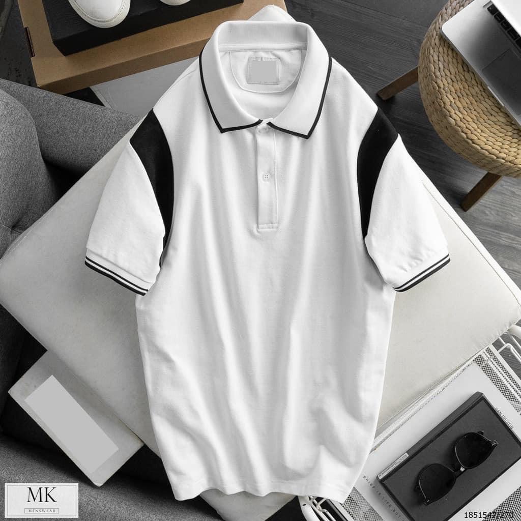 Áo thun POLO nam nữ vải cá sấu Cotton,phông polo chống nhăn, thoáng mát - 1 sọc vai đen trắng bán lỗ lấy đánh giá