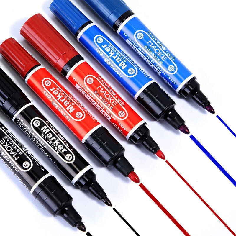 Bút lông dạ dầu 2 đầu marker cao cấp xanh đỏ đen không trôi màu không xóa - ảnh sản phẩm 2
