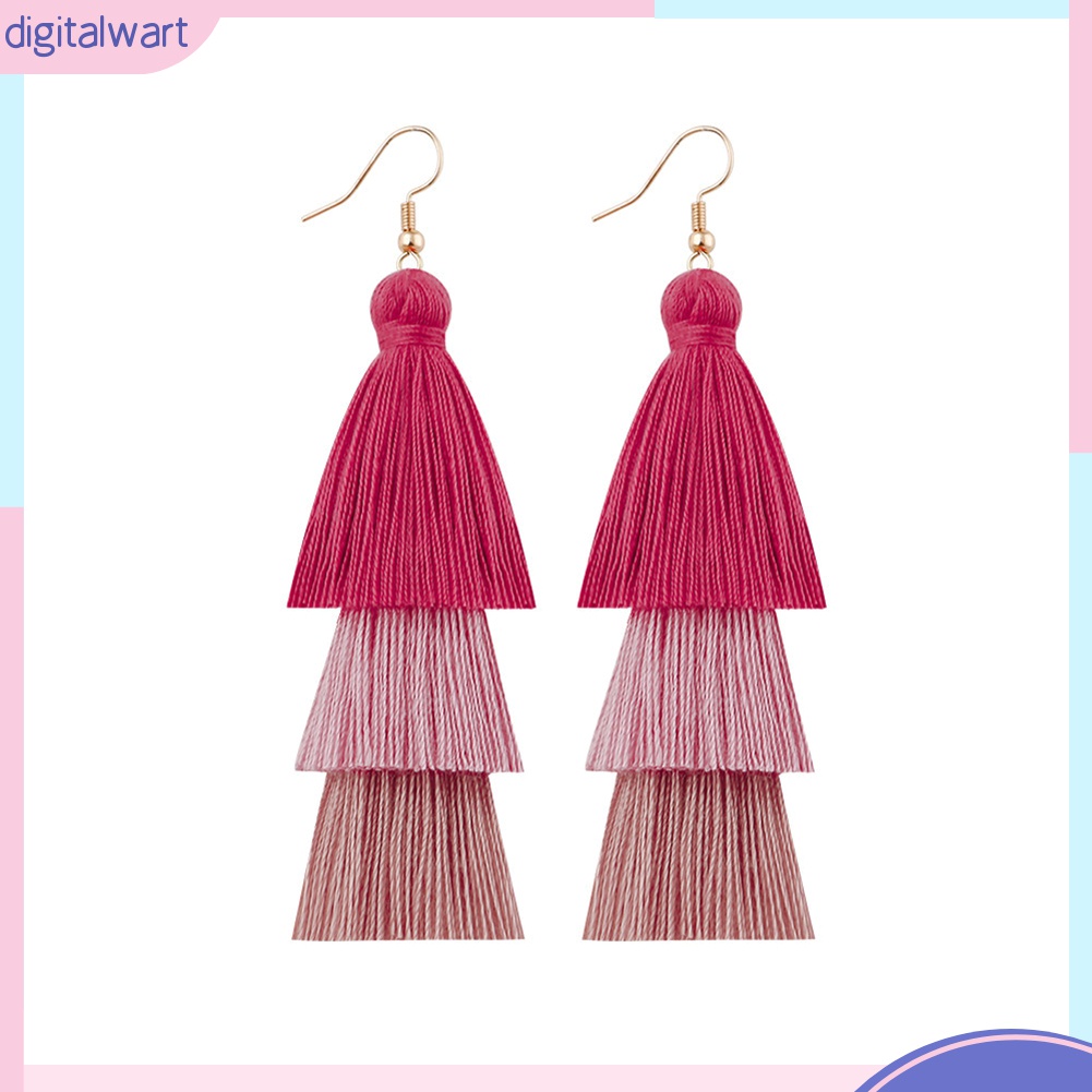 Bông Tai Dáng Dài Phối Tua Rua Nhiều Tầng Phong Cách Bohemian