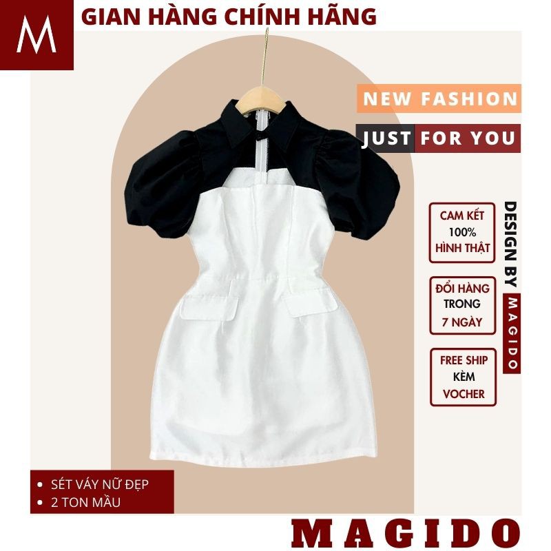 (QUÀ TẶNG LÀ SỮA TẮM NHA ) đầm nữ 💚đầm dự tiệc -váy body nữ phối mầu sang trọng dáng thắt eo xoè cực xinh, MAGIDO | BigBuy360 - bigbuy360.vn