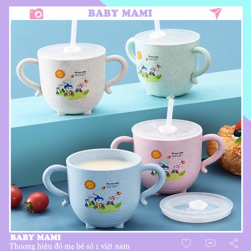 Cốc Tập Uống Nước Cho Bé Có Ống Hút Lúa Mạch, Cốc Uống Nước Cho Bé Cute Nhiều Mẫu