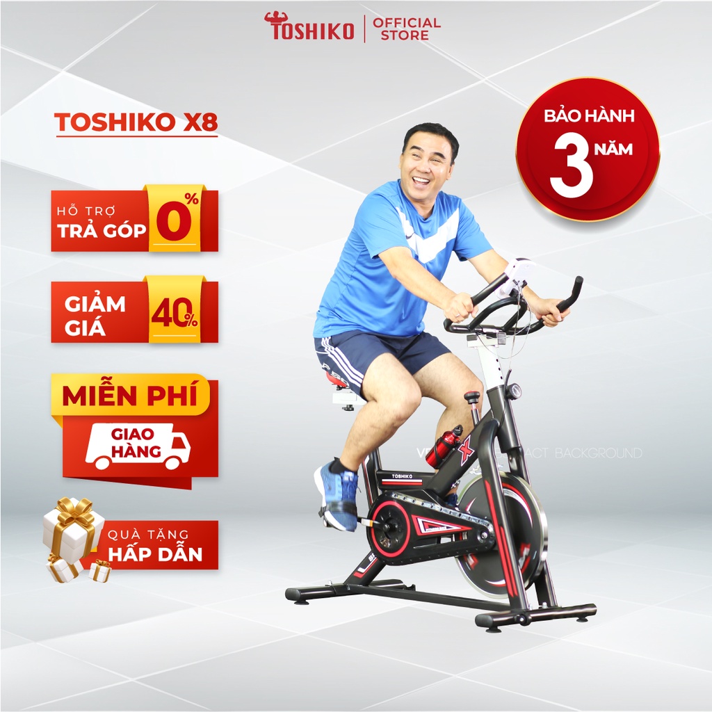 Xe đạp tập thể dục thể thao tại nhà TOSHIKO X8 cao cấp có cảm biến nhịp tim hàng chính hãng Bảo hành 3 năm