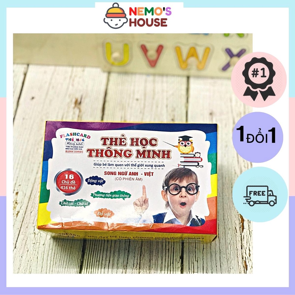 Bộ thẻ học thông minh Flashcard Anh – Việt 16 chủ đề, thẻ học theo phương pháp Glenn Doman, đồ chơi giáo dục cho bé