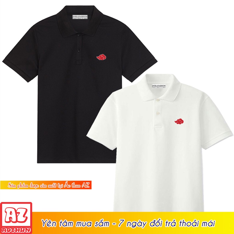Áo thun polo nam cổ trụ thêu logo naruto uchiha sasuke itachi akatsuki - Vải cá sấu A05