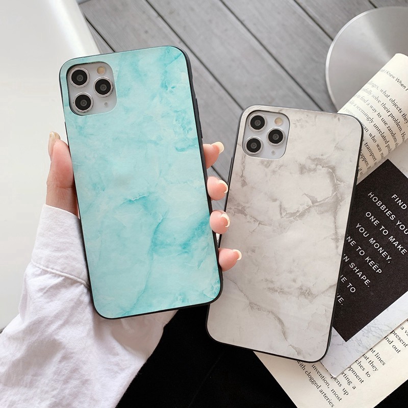 Realme C11 C2 C1 6i 5i 5s 5 XT X Pro OPPO A52 A92 Pink Blue Green Color Marble PC+TPU Anti Crack Case