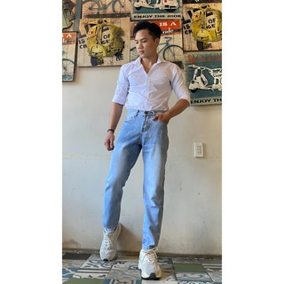Quần Jeans Nam Ống Suông, Quần Bò Nam Đẹp JNT02 xanh nhạt