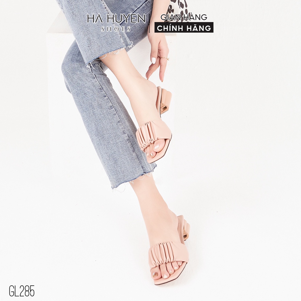 Guốc lê nữ Hà Huyền Shoes quai nhúm gót vuông khối 5 phân - GL285