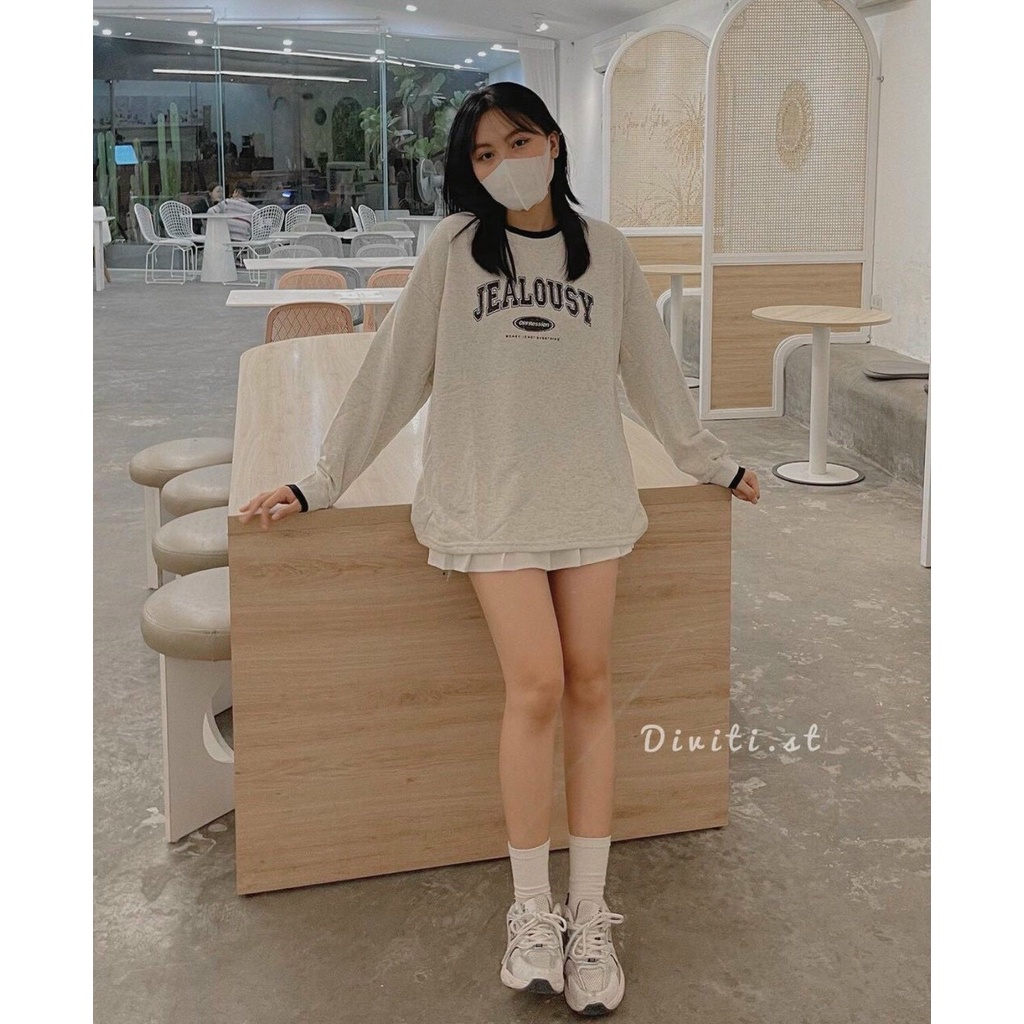 Áo sweater nỉ bông cotton unisex dáng rộng dưới 72kg annastore - Jealousy | BigBuy360 - bigbuy360.vn
