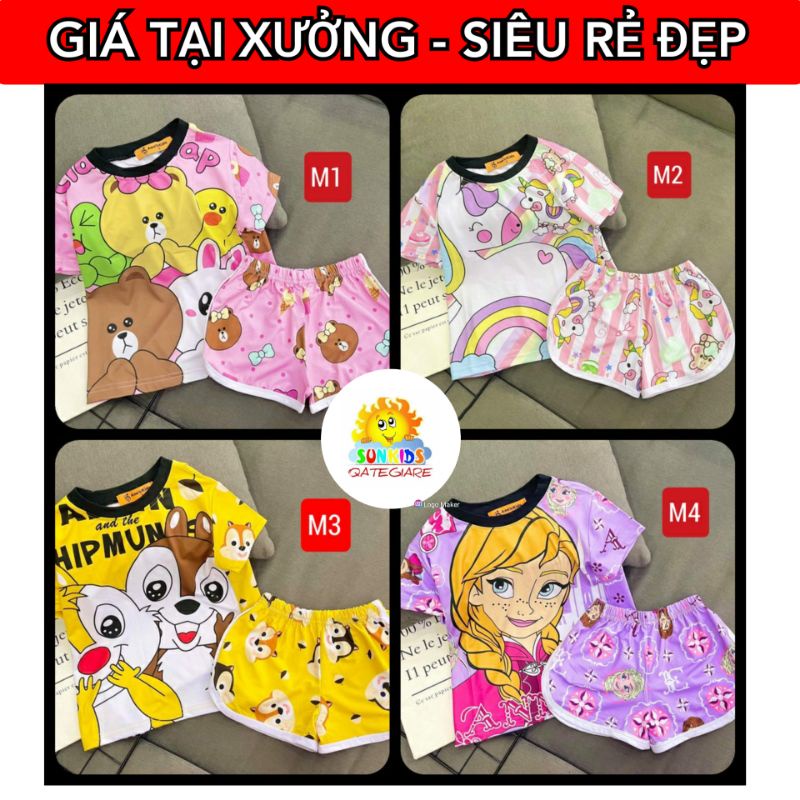 🔥XẢ KHO🔥10KG-22KG Bộ cộc thun lạnh ANNAKIDS LOẠI 1 in 3D siêu đẹp GSC4 cho bé gái size nhí từ 10 đến 22kg - Bộ quần áo t