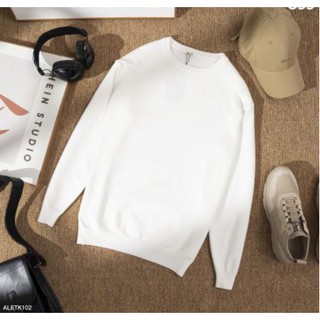 Áo len cổ tròn - Len cotton phối với sơ mi công sở lịch lãm- ALCT OMAN