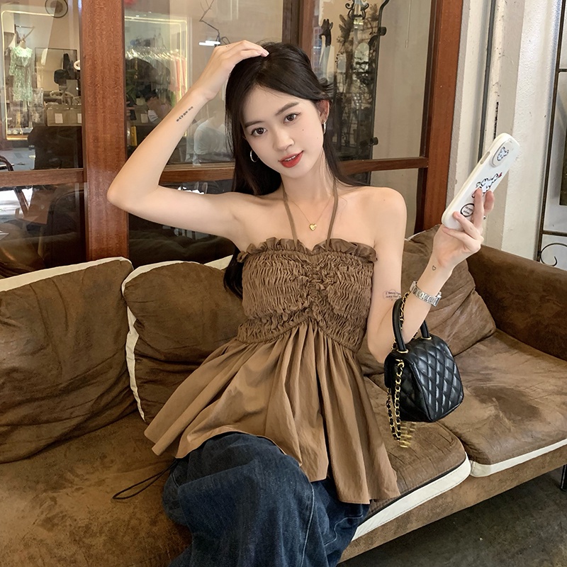 Áo Ống Xếp Ly Sát Nách Thời Trang Mùa Hè Dễ Phối Đồ Cho Nữ