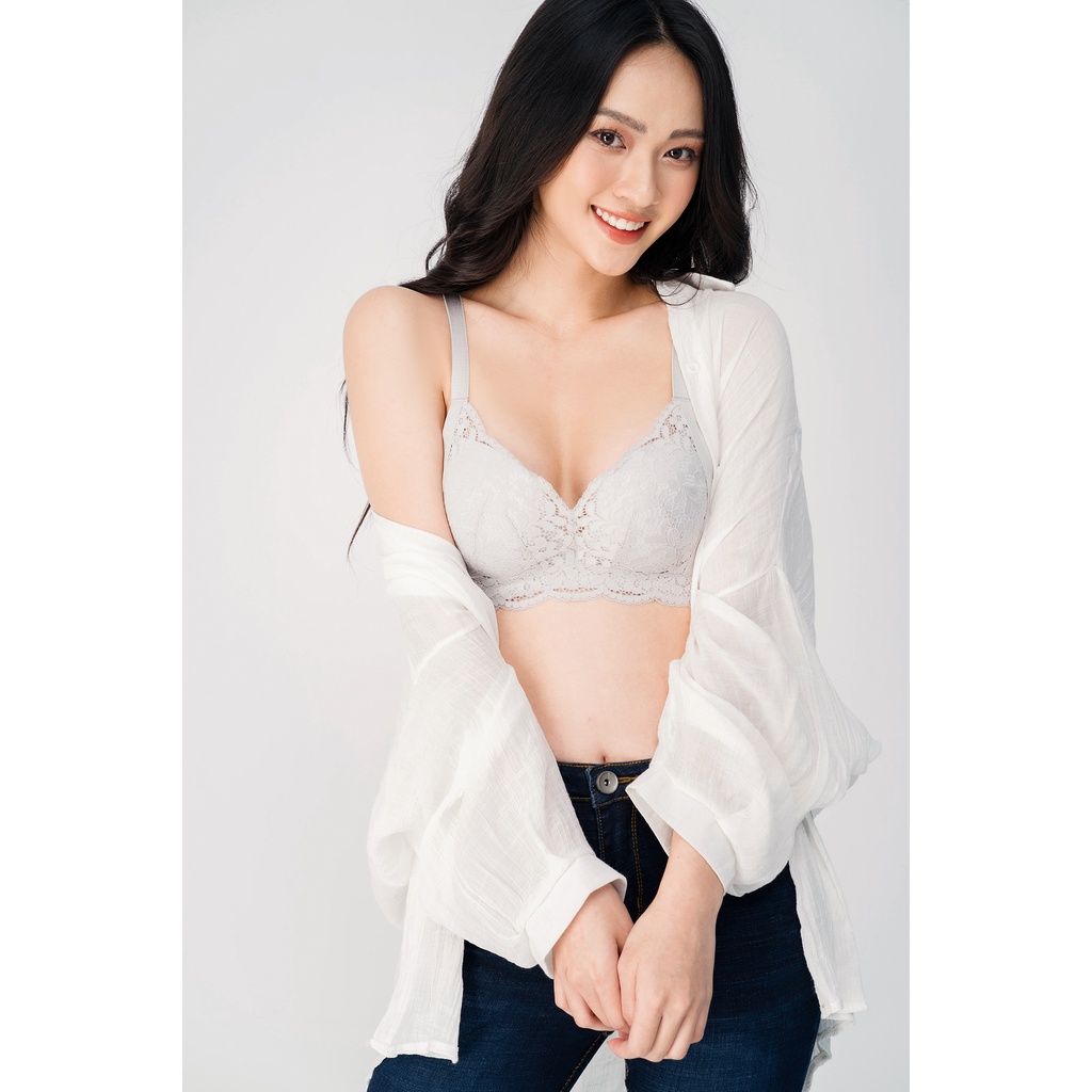 Áo Lót Nữ Cao Cấp Không Gọng LUPERI Đệm Mềm Nâng Ngực Phối Ren Bản 3 Móc Chắc Chắn Co Giãn Tốt LUAL863