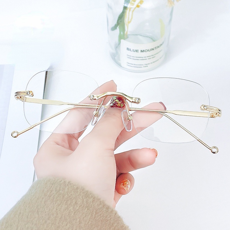Kính Cận Thị Không Gọng Kim Loại Chống Bức Xạ Chống Ánh Sáng Xanh Máy Tính Phong Cách Cổ Điển Cho Nam Và Nữ
