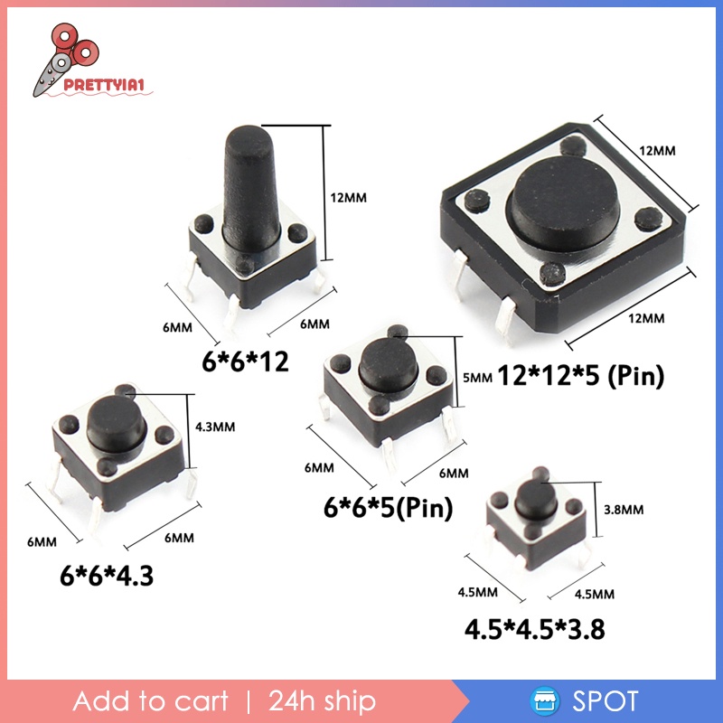 [Prettyia1] 25 Giá Trị Nút Nhấn Bằng Nút Micro Mini DIY