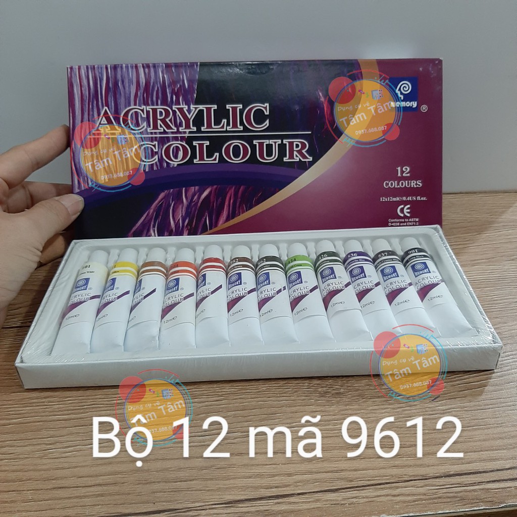 [ TÂM TÂM ]-Màu Acrylic Memory bộ 12 màu và bộ 18 màu- [GIẢM 20K-Giải tồn 2 hộp]