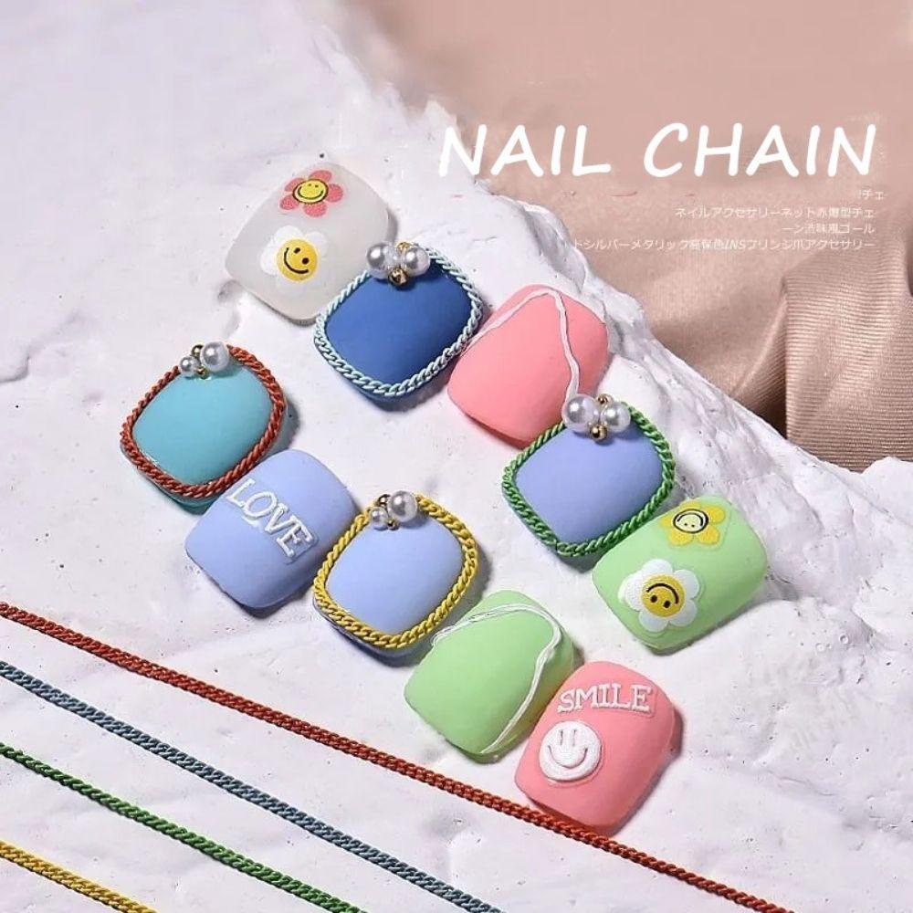 OCEANMAP Dây Xích 50cm Màu Macaron Dùng Trang Trí Móng Tay Nghệ Thuật DIY