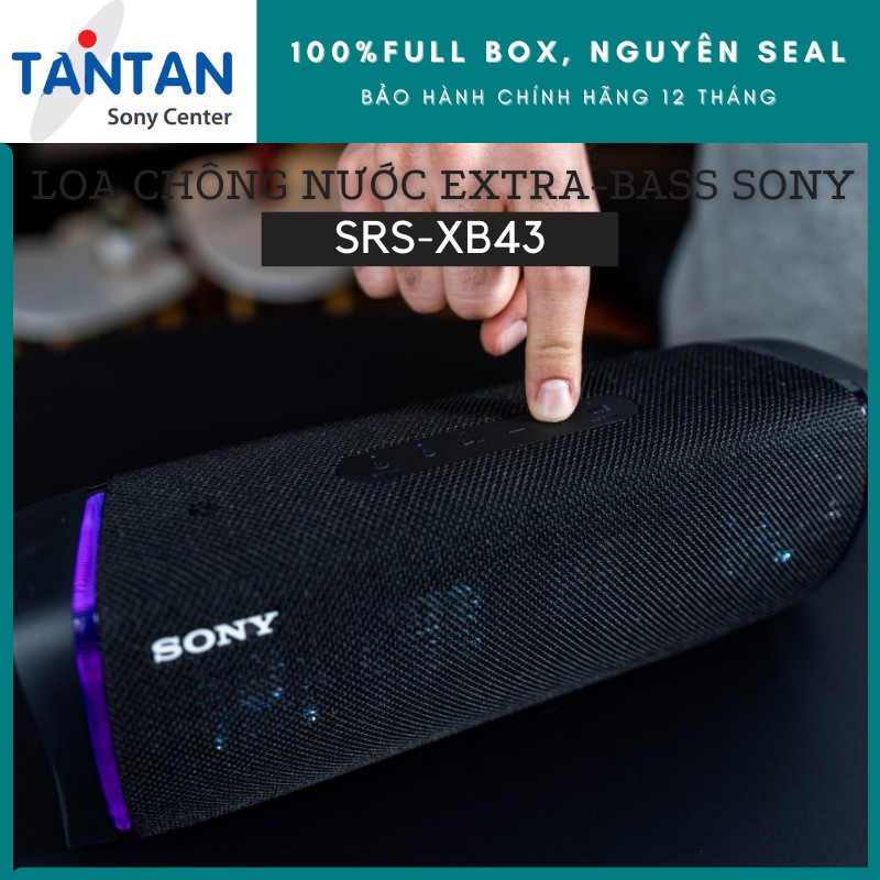 Loa BLUETOOTH EXTRA-BASS Sony SRS-XB43 | 2 Loa Tweeter - Live Sound - Party Chain - Pin: 24h - Type C - Chống nước, bụi