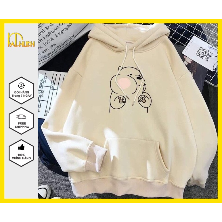 Áo hoodie nam nữ in gấu má hồng,vải nỉ mềm mịn nón 2 lớp