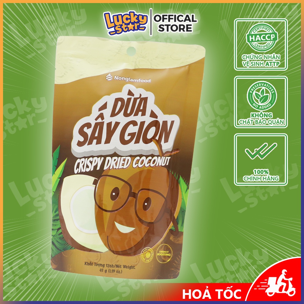 Dừa Sấy Giòn 45g đồ ăn vặt healthy, hỗ trợ ăn kiêng, bổ sung dưỡng chất, đảm bảo vệ sinh ATTP Lucky Star