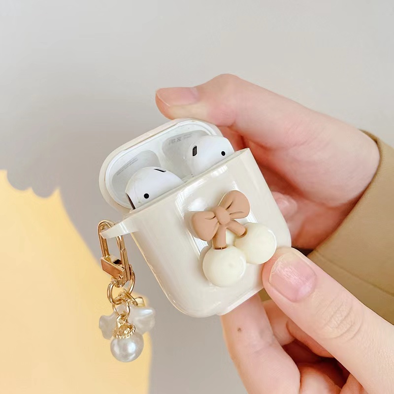 Ốp Hộp Đựng Tai Nghe Nhét Tai Bluetooth Không Dây Hình Kem Cherry Cho airpods 1 / 2 / 1 / Pro