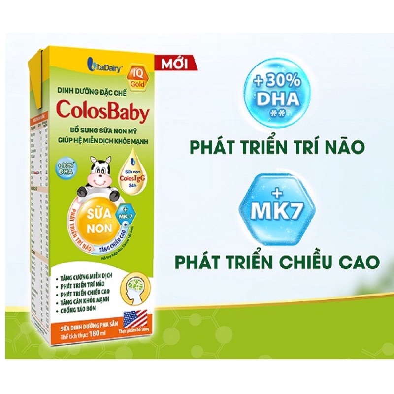 Lốc 4 hộp sữa pha sẵn Colosbaby 180ml