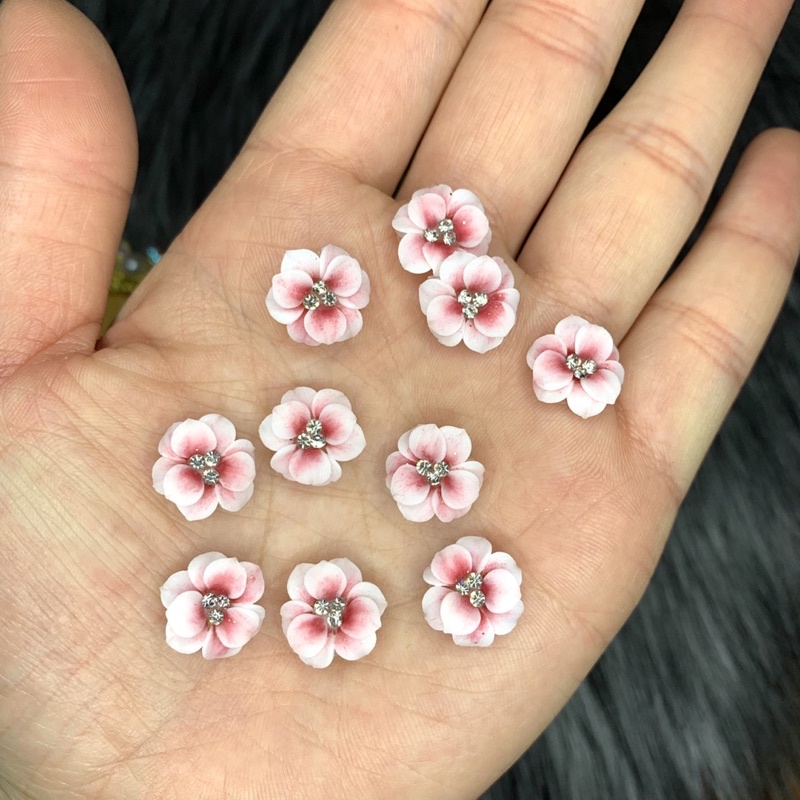 Hoa bột nail,hoa gắn móng chân nhuỵ đá trang trí móng