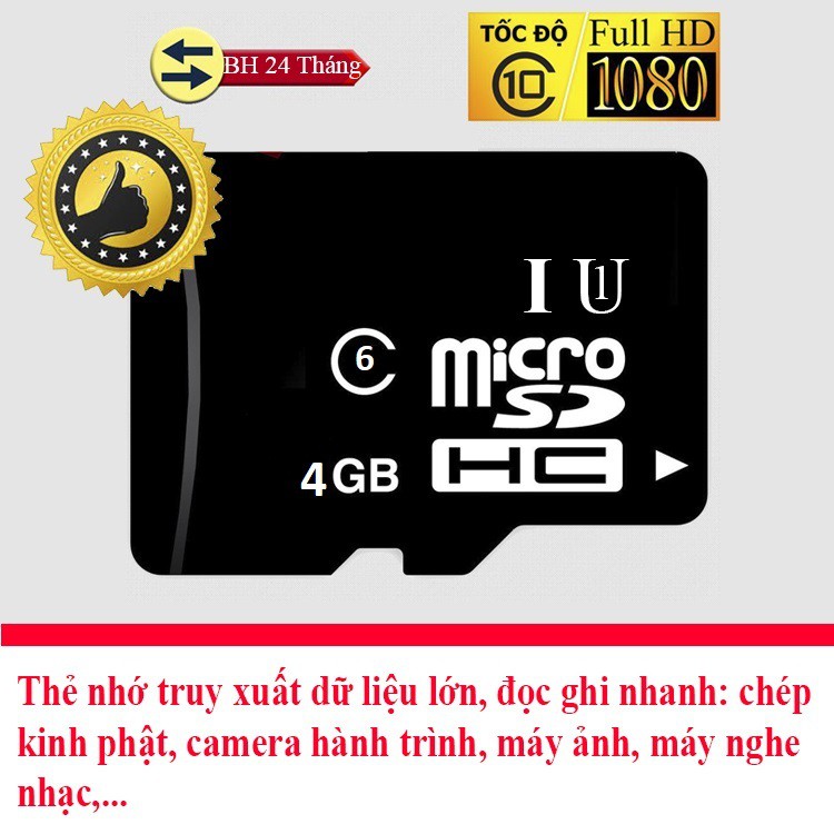 Thẻ nhớ MICRO SD 4G chất lượng, tốc độ cao Class 6 - BH 12 tháng