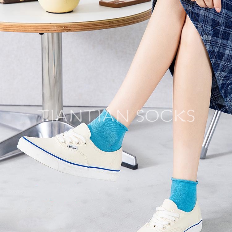 TIAN TIAN T172 Vớ Cotton Cổ Thấp Tất cổ ngắn Màu Sắc Kẹo Ngọt Thời Trang Xuân Hè Nhật Bản Cho Nữ