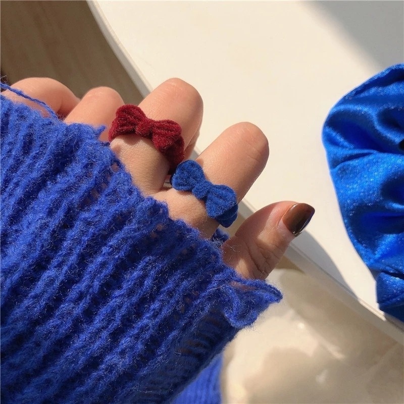 Nhẫn Đeo Tay Hình Nơ Hở Màu Rượu Vang Đỏ Rượu Vang Phong Cách INS Cổ Điển Dễ Thương Dành Cho Bạn Nữ