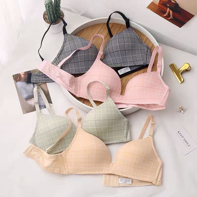 Áo Ngực Kẻ Caro Không Gọng Đệm Mỏng  Mềm Mát Vô Cùng Thoải Mái YiOn Underwear AM08