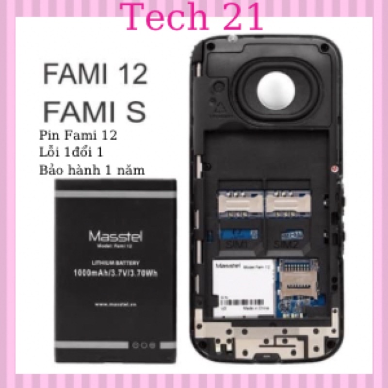 PIN masstel Fami 12 - pin zin mới 1000mAh