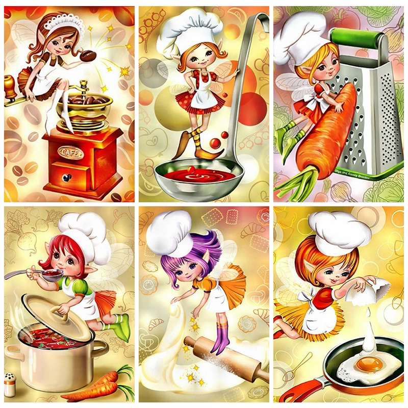 Bộ tranh đính đá 5D tự làm hình yêu tinh kích thước 30x40cm