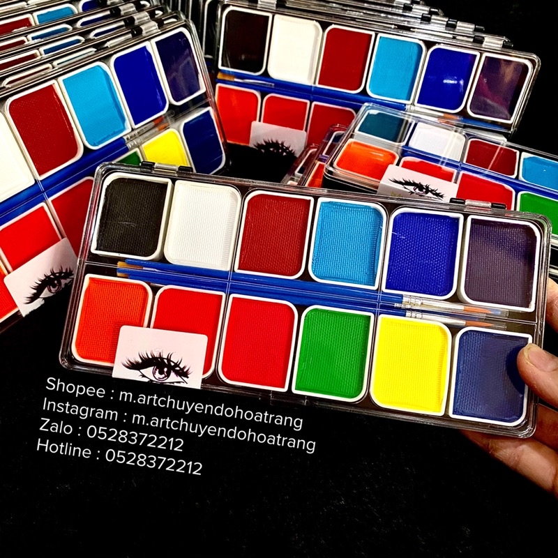 'SẴN' MÀU VẼ BODY PAINTING HÀNG XỊN TẶNG 5CỌ ĐI NÉT,VẼ MẶT VẼ CƠ THỂ HOÁ TRANG KHÔNG LEM KHÔNG TRÔI VỚI NƯỚC ẢNH THẬT! | BigBuy360 - bigbuy360.vn