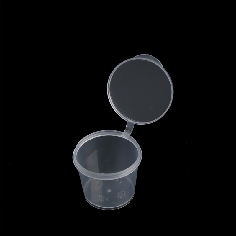 Bộ 100 Cốc Nhựa Trong Suốt Đựng Nước Sốt Có Nắp Đậy Tiện Dụng