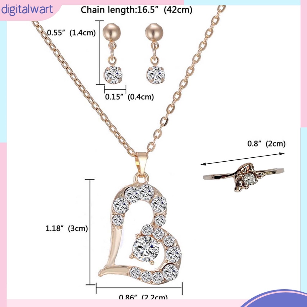 Bộ Trang Sức Mặt Trái Tim Đính Đá Sang Trọng Thời Trang Dành Cho Nữ