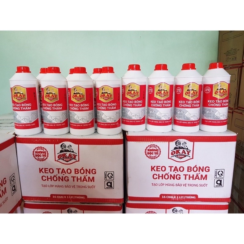 Combo( 1thung 16 chai keo tạo bóng chống thấm Okay 1kg( hàng chính hãng cty)