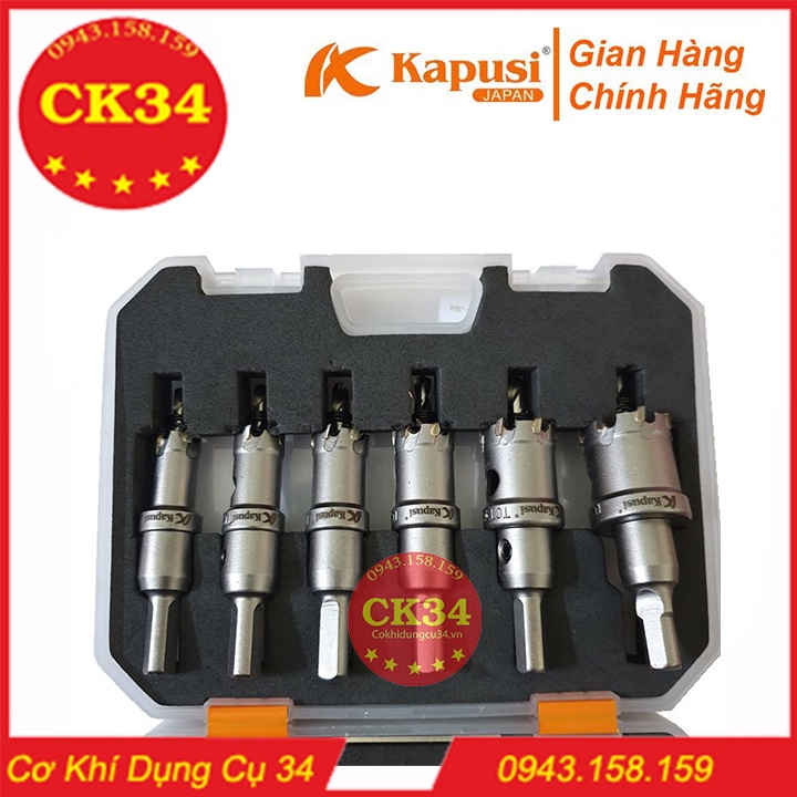 Bộ 6 mũi khoan khoét đa năng Kapusi JAPAN 16 -18 - 20 - 22 - 25 - 30 Chuyên Khoét Sắt, Khoét Inox đầu hợp kim