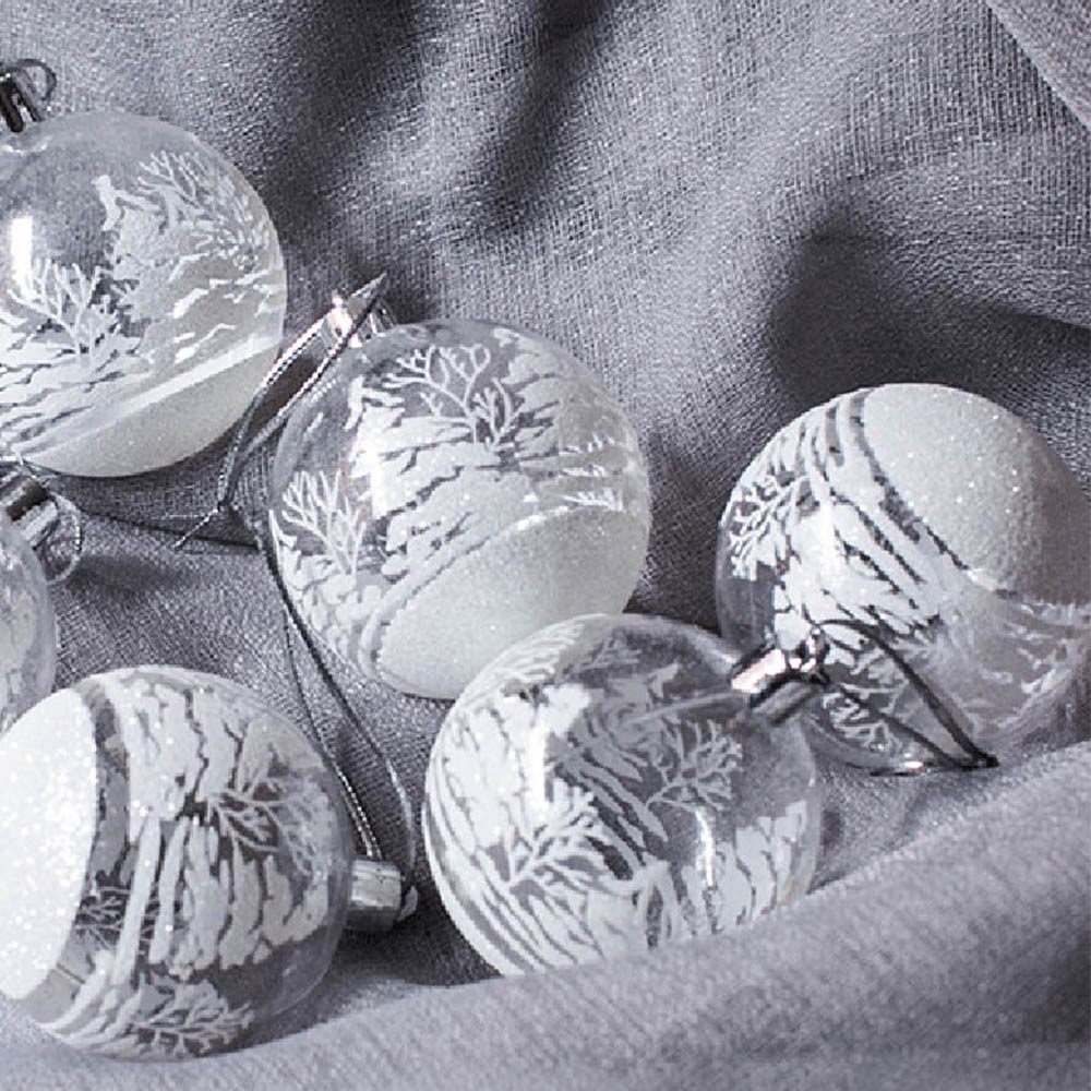 6Pcs/set Multi Colors Plastic Snow Ball /Christmas Tree Ornaments Hanging Pendants/Christmas New Year Decor Home Outdoor Decoration